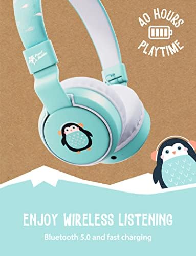 Charming Penguin-Designed Wireless Kids Headphones with Safe 85 d B Volume Limiter – Foldable Bluetooth Earphones for Hassle-Free Listening on Tablets and Smartphones, Ideal for School, Travel, and Music – Lightweight, Cozy Fit with Integrated Microphone for Effortless Hands-Free Communication