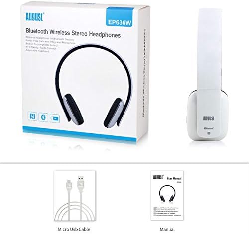 August EP636 Wireless Bluetooth Headphones – Premium On-Ear Design with NFC Technology for Instant Pairing – High-Fidelity Audio Performance for Audiophiles and Professionals – Long-Lasting 10-Hour Battery for Uninterrupted Listening – Built-In Microphone for Effortless Hands-Free Communication – Ideal for Commuters, Fitness Enthusiasts, and Daily Use