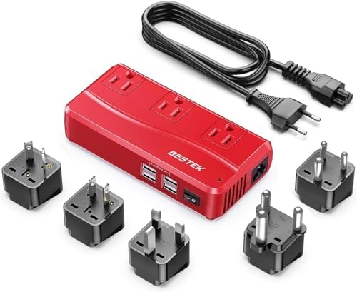 Versatile 250 W International Travel Power Adapter – Efficient 220 V to 110 V Voltage Converter with 4 Fast-Charging USB Ports and Global Plug Compatibility for US, AU, EU, UK, India & South Africa – Essential Power Solution for World Travelers and Business Professionals