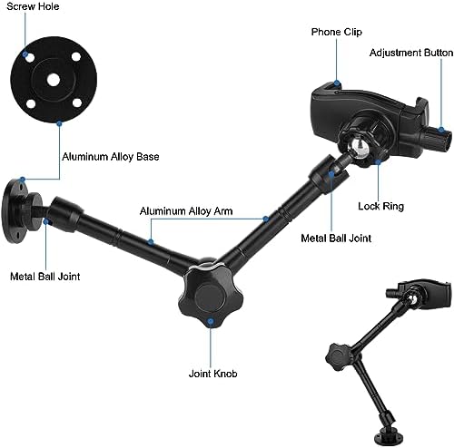 Premium 360° Adjustable Aluminum Phone Mount for Car, Desk & Boat – Universal Smartphone Holder Compatible with 3.5 to 7.5-Inch Devices – Effortless Installation & Enhanced Viewing Experience for Safe Navigation and Hands-Free Use