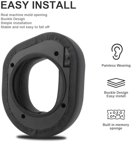 Premium Comfort Replacement Ear Pads for Corsair HS80 RGB Wireless Headphones – Luxurious Black Leather Memory Foam Cushions for Optimal Sound Isolation and Extended Listening Pleasure