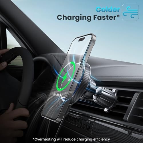 Revolutionize Your Drive with the APPS2 Qi2 15 W Mag Safe Car Mount Charger – A Premium Magnetic Phone Holder for i Phone 16 Series and Earlier, Fast Wireless Charging for Enhanced Safety & Convenience, Versatile Air Vent/Dashboard Installation, Elegant Black Design