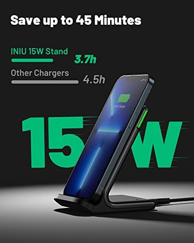 Ultimate INIU 15 W Wireless Charger – Qi-Certified Fast Charging Station with Sleep-Friendly Adaptive Light for i Phone 16/15/14/13 Pro, Samsung Galaxy S25/S24/S23, and More – Compact & Safe Power Hub for Home and Office Use