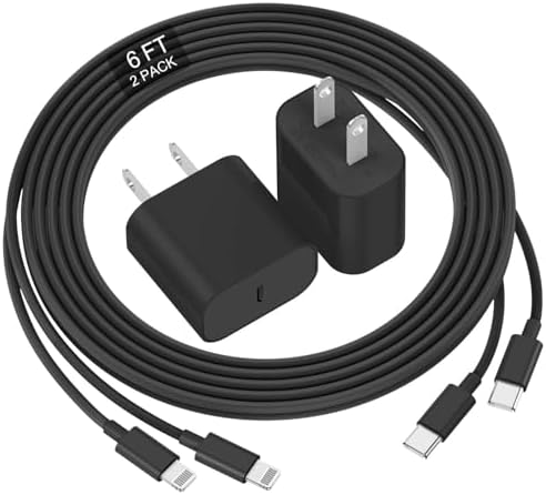 Ultra-Fast 20 W USB-C Charger with 6-Foot Lightning Cable – Convenient 3-Pack for i Phone 14/13 Pro, Ideal for Home and Travel – Superior Durability and Extended Reach for Effortless Charging Anytime