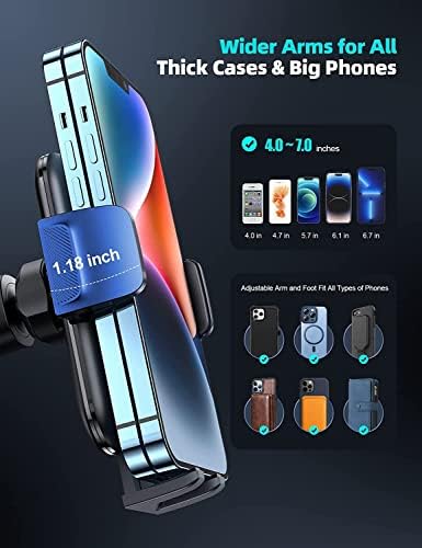 Lamicall 2025 Car Phone Holder with Wider Clamp & Metal Hook – Enhanced Air Vent Mount for Thick Case Compatibility, 360-Degree Rotation, Easy Installation, Dark Grey Finish for Ultimate Hands-Free Navigation and Safety