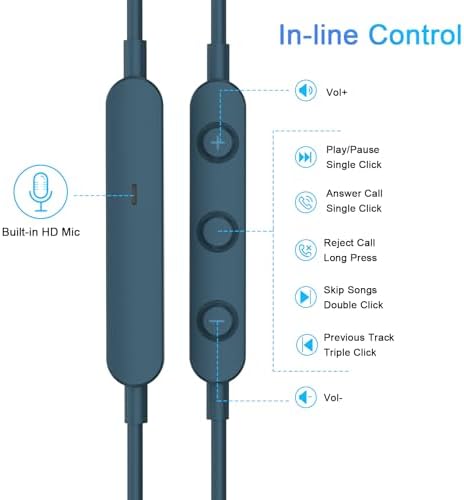 Lake Blue USB C Earbuds – Noise Cancelling Wired Headphones with Magnetic Storage & In-Line Microphone for i Phone 16, Galaxy S25, Pixel 8 – Premium Audio Experience for Music Enthusiasts & On-the-Go Professionals