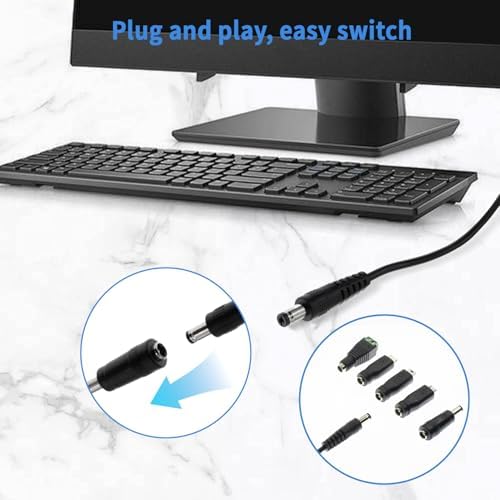 Universal 12 V 2 A AC Power Adapter with 10 Connectors – Ideal Charger for LED Strip Lights, CCTV Cameras, Speakers, and GPS Devices – FCC & UL Certified for Optimal Safety – 5-Foot Cord for Flexible Setup and Fast Charging – Dependable Power Supply for Home and Office Applications