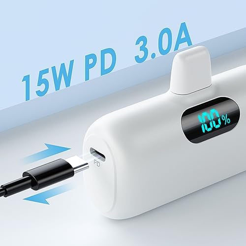 Compact Pink Portable Charger for i Phone – 5000 m Ah PD Fast Charging Power Bank, Lightweight Mini Battery Pack Compatible with i Phone 14/14 Pro Max/13/13 Pro/12 Pro/11/XS/XR/X/8/7/6 – Stylish and Versatile Backup Solution for On-the-Go Power