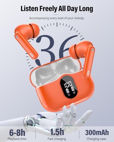 Elevate Your Audio Experience with Rose Gold Wireless Earbuds – Bluetooth 5.4 Connectivity, IP7 Waterproof Protection, and 36-Hour Playtime – Perfect for Active Lifestyles, Sports, and Seamless Communication – Stylish Comfort and Superior Noise-Cancellation for Uninterrupted Listening