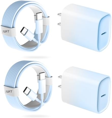 Unlock Rapid Charging Efficiency with the 20 W USB-C Power Adapter and 10 ft Cable – Ideal for i Phone 16, 15 Pro, and Galaxy S24 for Ultimate Portability and Convenience
