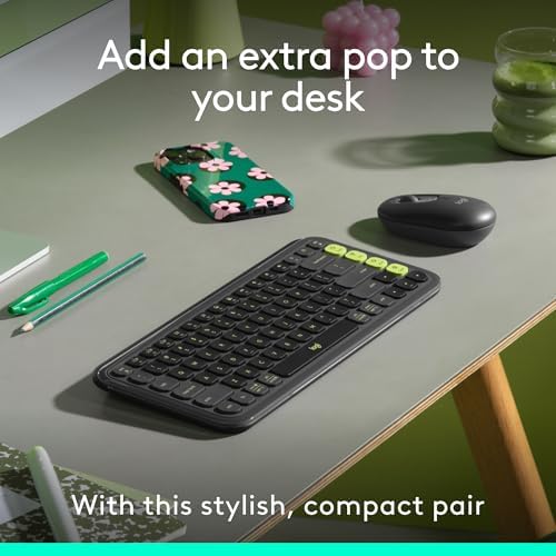 Elevate Your Workspace with the Logitech POP ICON Wireless Bluetooth Keyboard – Stylish Graphite & White Design, Effortless Multi-Device Switching, Comfortable Low-Profile Typing, and Customizable Keys for Enhanced Productivity on Laptops, Tablets, and PCs