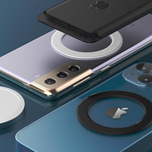 Sinjimoru for MagSafe Sticker, Magnetic Ring for Phone Case, Adaptor for MagSafe Magnet, 1000g Magnet Strength, Wireless Charging, M-Plate Black – Enhanced Compatibility and Speed