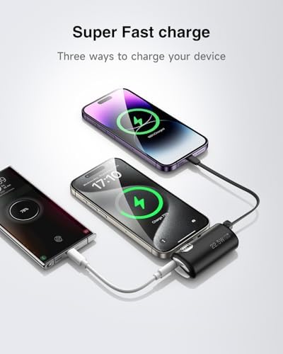Compact 5000 m Ah Mini Power Bank with Integrated Foldable USB-C Connector – 22.5 W Fast Charging Portable Charger for i Phone 16/15/14/13/12/11, Samsung, Huawei, i Pad & More – Ultimate Solution for On-the-Go Power and Convenience