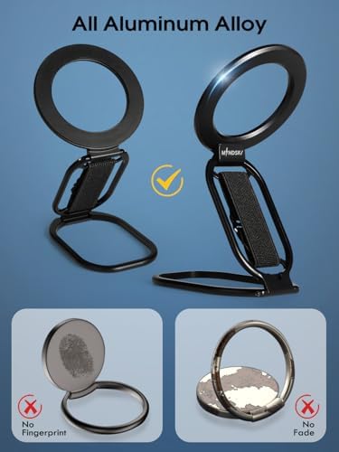Revolutionize Your Smartphone Handling with the Mindsky Aluminum Alloy Mag Safe Phone Ring Holder – Ultimate Grip for i Phone 16 Pro Max/15/14/13/12 & Android Devices, Lightweight with Secure Finger Strap, Stylish Durability for Everyday Use and Enhanced Safety