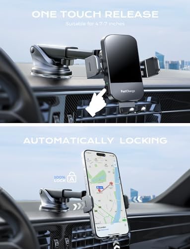 CHGeek 15 W Wireless Car Charger & Auto-Clamping Phone Mount – Fast Qi Charging Solution for i Phone 15/14/13/12/11 Pro Max & Samsung Galaxy S25/S24/S23/S22/S21/S20 – Stylish Pink Design for Modern Drivers – Effortless Device Security & Optimal Viewing Angles