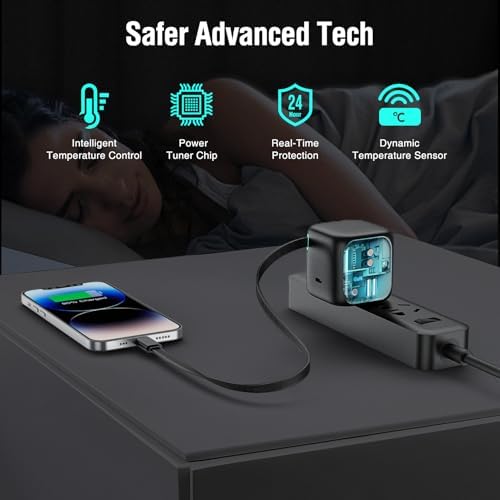 Revolutionary 35 W PD Retractable Charger for i Phone – Versatile Dual Type C Power Adapter with 31.5-Inch Cable | Fast Charging Solution for i Phone 14/13 Pro Max, i Pad, & Air Pods | Compact, Tangle-Free Design for Effortless On-the-Go Power Management