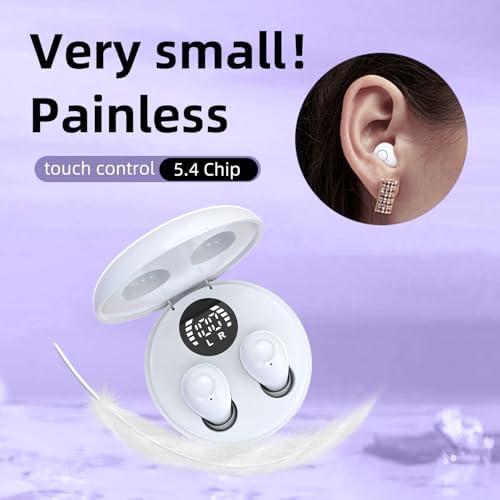 Invisible Mini Bluetooth Earbuds for Small Ear Canals – Ultimate Comfort with Noise Isolation for Work and Sleep – Lightweight Design, Fast Pairing & Superior Audio Quality for Discreet Listening Anywhere