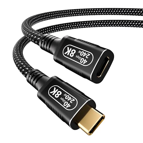 Ultra-Fast 1 M USB-C Male to Female Extension Cable – 40 Gbps Data Transfer, 240 W PD, Thunderbolt 4/3 & USB4 Compatible, Ideal for 8 K Displays – Compact, Durable Design for Enhanced Connectivity with Mac Book, Dell & SSDs