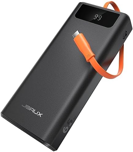 JSAUX 20000 m Ah Power Bank with 65 W Fast Charging – Ultimate USB-C Portable Charger for Mac Book Pro, i Phone 16/15/14, Steam Deck, i Pad Pro, Samsung S24 & ROG Ally (X) – Reliable External Battery Pack for On-the-Go Professionals and Gamers