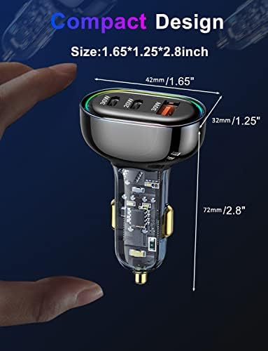 Ultra-Fast USB C Car Charger – 80 W Triple Port Adapter with Dual PD3.0 & QC30 Technology for Rapid Charging of i Phone 16, Samsung Galaxy S24, Google Pixel & More – Essential Travel Companion for Multi-Device Power Needs