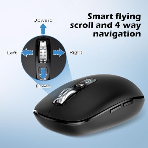 Ultra-Slim Wireless Bluetooth Mouse for Multi-Device Use – Lightweight Travel-Friendly Design with ±3000 DPI Precision, 4-Way Metal Scrolling, and 8 Customizable Buttons – Perfect for Laptops, Tablets, and Phones – Enjoy Quiet Operation and Long Battery Life for Enhanced Productivity
