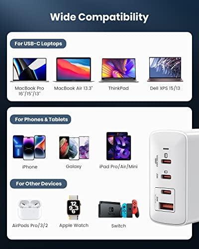 GEEKERA 160 W 6-Port USB C Fast Charging Station – Ultimate Multiport Wall Charger with 4 USB-C & 2 USB-A Ports – High-Speed Power Hub for i Phone 16, i Pad Pro, Mac Book, Samsung Galaxy, Pixel, & Nintendo Switch – Compact & Portable Design for Efficient Device Charging at Home or On-the-Go