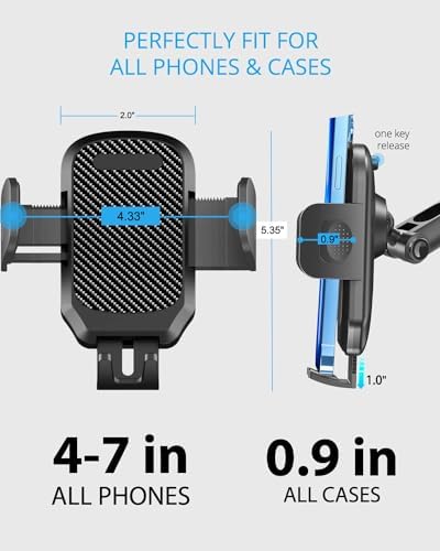 Premium Aluminum Alloy Rear View Mirror Smartphone Holder – Versatile Multi-Angle Adjustment and Rotatable Car Mount for 4-7 Inch Devices – Elevate Driving Safety and Accessibility with Stylish Black Finish for i Phone and Android Users
