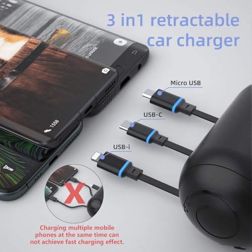 Transform Your Travel Experience with the OHLPRO 3-in-1 Retractable Backseat Charger – Fast Charging Dock for All Smartphones Including i Phone & Samsung | Ultimate Solution for Ride-Share Drivers and Passengers | Organized, Hassle-Free Charging for Uber, Lyft, and Daily Commutes | Enhance Comfort and Connectivity on the Go