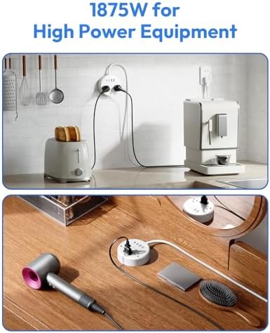 NTONPOWER 10 FT 2 Prong to 3 Prong Power Strip with 4 USB Ports – Wall-Mountable Non-Grounded Outlet Adapter for Enhanced Device Charging and Flexible Placement in Older Homes – 180° Non-Polarized Design for Maximum Convenience and Safety