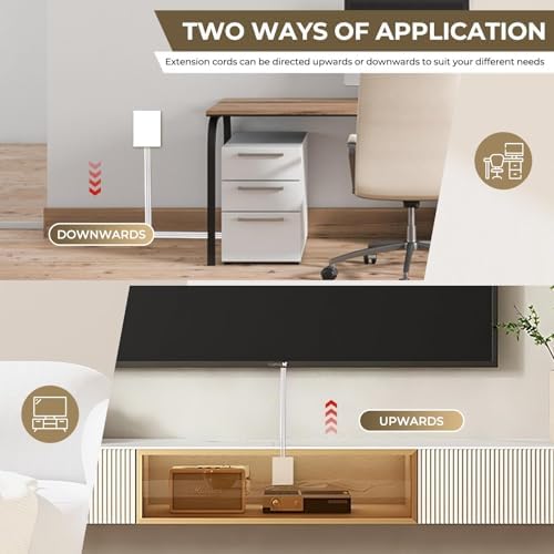 Revolutionize Your Power Access with the Outlet Concealer Power Strip – 3 AC Outlets, 5 ft Flat Plug Extension Cord for Home, Office & Kitchen – Child & Pet Safe Design, Universal Compatibility, 1625 W Capacity, Ideal for Streamlined Electronics Management