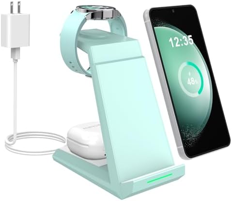 NANAMI Premium 3-in-1 Wireless Charging Station for Samsung Devices – Ultra-Fast Qi Charger Stand for Galaxy S25, S24, S23 Ultra, S22, S21, Z Flip, Fold 4, Galaxy Watch 6/5/5 Pro/4/3 & Buds 2 Pro – Sleek, Space-Saving Design for Modern Lifestyles