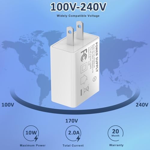UL Certified 5 V 2 A Fast Charging USB Wall Adapter – Compact Power Cube for i Phone 13-16 & Apple Watch Series 8/7 – Travel-Friendly 2-Pack for Efficient Device Charging – Enhanced Compatibility & Reliability