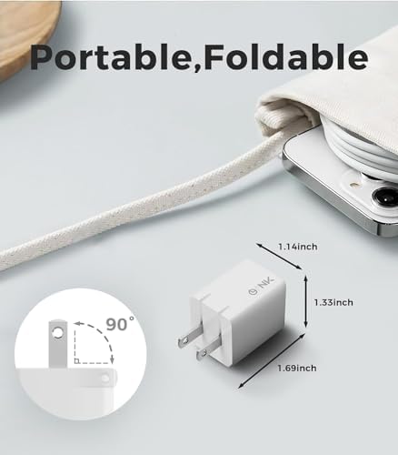 Ultra-Compact 30 W Ga N USB-C Fast Charger – Lightweight Foldable Power Adapter for i Phone 15/14/13 Pro Max, i Pad Pro/Air, Air Pods & Samsung Galaxy – Includes Quick Charge Cable for Ultimate Portability & Efficiency