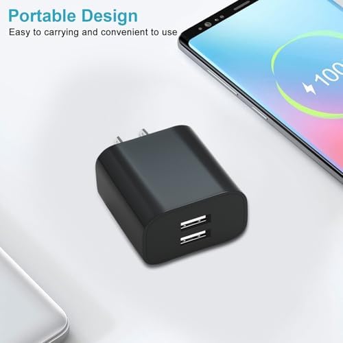 3-Pack Dual Port USB Wall Charger – Rapid Charge Block for i Phone 14/13/12/11 Pro/Max, Galaxy & Android Devices – Compact Travel Adapter with Advanced Safety Features for Home & On-the-Go Power Solutions