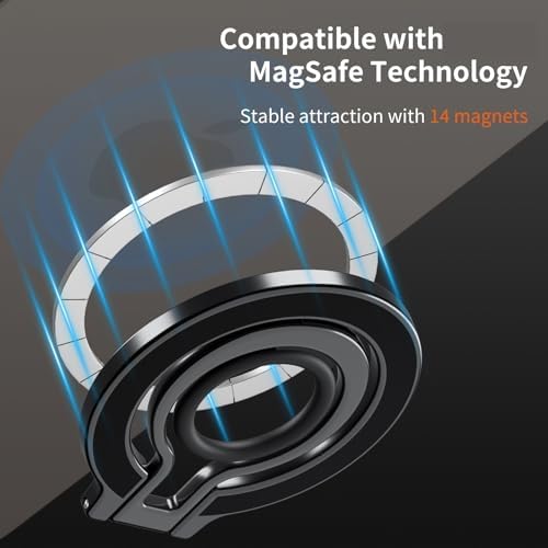 Mag Safe Universal Phone Grip & Kickstand for i Phone 12-16 Pro Max – Versatile Double-Sided Magnetic Holder for Secure Handling & Hands-Free Viewing in Gym, Kitchen & Beyond – Sleek Black Silicone Design for Stylish Convenience and Optimal Performance
