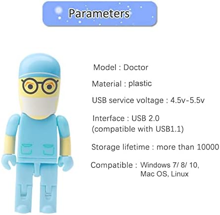 Charming Cartoon Nurse 64 GB USB Flash Drive – Adorable Pink Thumb Drive for Effortless Data Storage, USB 2.0 Compatible Memory Stick for Professionals and Students Alike