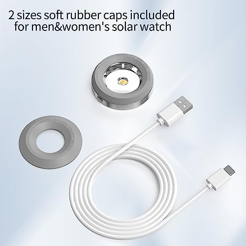 Rounkin Solar Watch Fast Charger – High-Efficiency Portable Solar Power Station for Casio, Citizen, Seiko, and Garmin Watches – Durable Metal Base, 9-Hour Auto Shut-Off Timer, Rapid Heat Dissipation for Optimal Performance and Eco-Friendly Charging Solutions