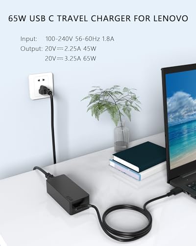 High-Performance 65 W USB-C Charger for Lenovo Think Pad Series – Fast Charging Power Adapter for T14, T16, X13, P14 s & More – Versatile AC Supply with Smart Safety Features – FCC, CE, ROHS Certified – Compatible with Multiple Generations – Ideal for On-the-Go Professionals