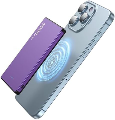 Ultra-Slim Magnetic Power Bank – 10,000 m Ah Portable Charger with Built-In Cable for i Phone 15/14/13/12 – Fast 20 W USB-C Two-Way Charging, Lightweight & Compact Design in Stylish Gray – Essential Travel Power Solution