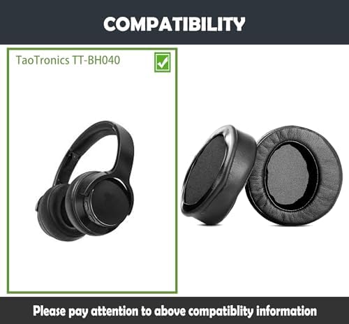 Upgrade Your Audio Experience with Premium Memory Foam Earpads for Tao Tronics TT-BH040 Wireless Headphones – Luxurious Protein Leather for Ultimate Comfort and Noise Isolation, Easy Installation, Durable Design, and Enhanced Listening Pleasure