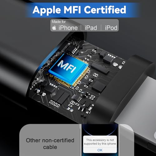 Dual-Connector USB to USB-C and Lightning Coiled Charger Cable – 2-in-1 MFi Certified Fast Charging & Data Syncing Cord for i Phone 16/15/14/13, i Pad & Android Devices – Optimal Performance for Apple Car Play & Android Auto