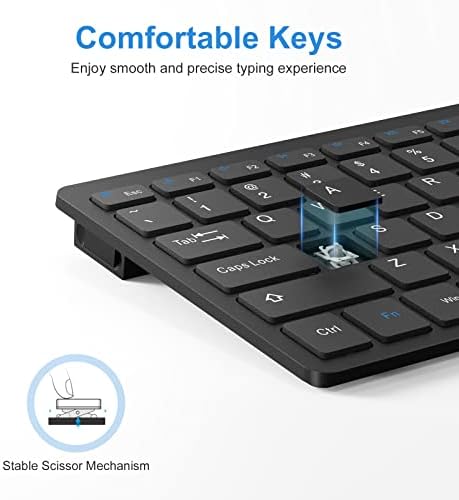 Experience Seamless Typing with OMOTON Compact Wireless Keyboard – Ergonomic and Quiet Design for Laptops, Tablets, and Desktops – 2.4 G USB Connection for Enhanced Compatibility and Fast Response – Perfect for Home and Office Use