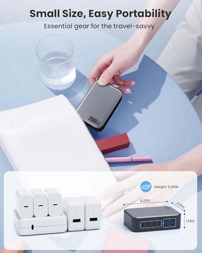 200 W USB C Charging Hub with 6 Ports – Ga N IV Foldable Wall Charger for Rapid Device Power-Up, PD 65 W Laptop Charger for Mac Book Pro, Dell, i Phone 16/15, i Pad, Galaxy & Steam Deck – Compact & Travel-Friendly Fast Charging Solution