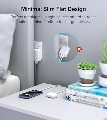 Elevate Your Charging Game with the 2 Pack Flat USB C Charger Block – 40 W Fast Charge Hub for i Phone 12-16, i Pad & Samsung Devices, Featuring 4 Ports for Simultaneous Power Delivery & Quick Charge, Sleek Light Blue Travel-Friendly Design Ideal for Home & On-the-Go Use
