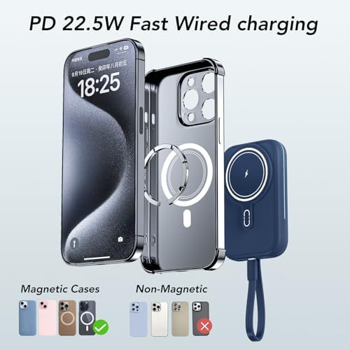 HUOTO 10000 m Ah Magnetic Power Bank – Ultimate Fast Charging Solution for i Phone 12-16 Pro Max | Wireless Battery Pack for Hassle-Free Travel & Everyday Use | Sleek, Compact Design with Enhanced Mag Safe Compatibility