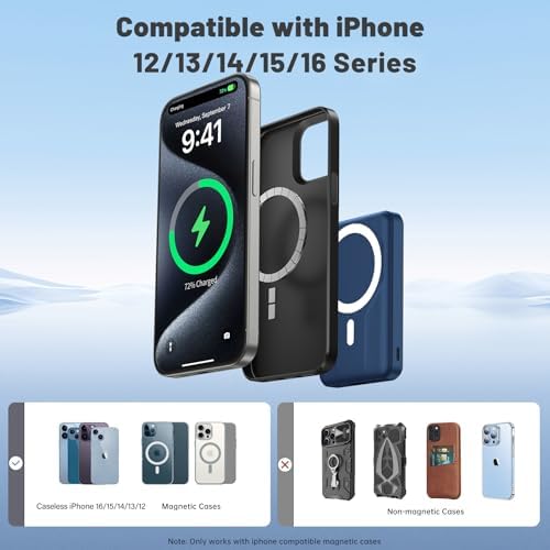 Azmuth Slim Magnetic Power Bank – 10,000 m Ah Wireless Charger with 22.5 W Fast Charging & Digital Display, Perfect for Mag Safe i Phone 16/15/14/13/12 Series – Lightweight, Portable Battery Pack for Seamless Charging on the Go