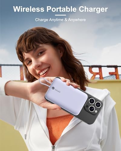 Asper X Mag Safe 10,000 m Ah Portable Power Bank – Dual Charging Solutions with 15 W/22.5 W Fast Charging, Smart LED Power Display, Built-in USB-C Cable & Compact Design for i Phone 16/15/14/13/12 & Galaxy S25 – Ultimate Travel Companion for Efficient Power Management