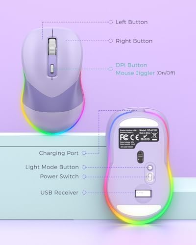 PEIOUS Rechargeable Wireless Jiggler Mouse – Effortless Laptop Companion with Undetectable Movement & On/Off Control for Continuous Workflow – Sleek Black & Grey Design for Enhanced Productivity