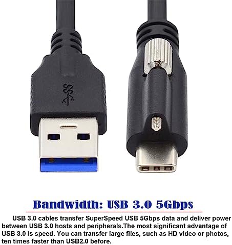 NFHK 300 CM USB 3.1 Type-C Locking Connector to Standard USB 3.0 Data Cable for Camera – Secure, High-Speed Connectivity with Enhanced Compatibility for Professionals and Enthusiasts