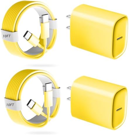 Unlock Rapid Charging Efficiency with the 20 W USB-C Power Adapter and 10 ft Cable – Ideal for i Phone 16, 15 Pro, and Galaxy S24 for Ultimate Portability and Convenience